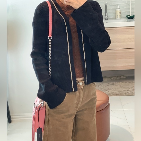 NWT maje women knit cardigan black gold size 2 - Picture 7 of 16